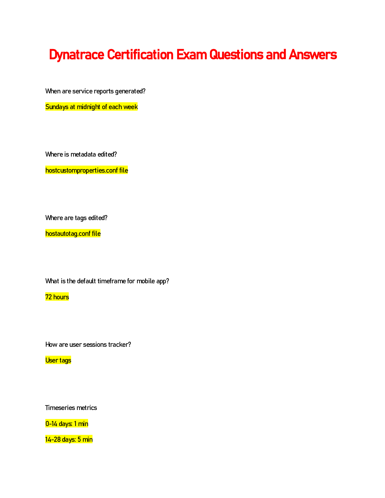 Dynatrace Certification Exam Questions and Answers Browsegrades